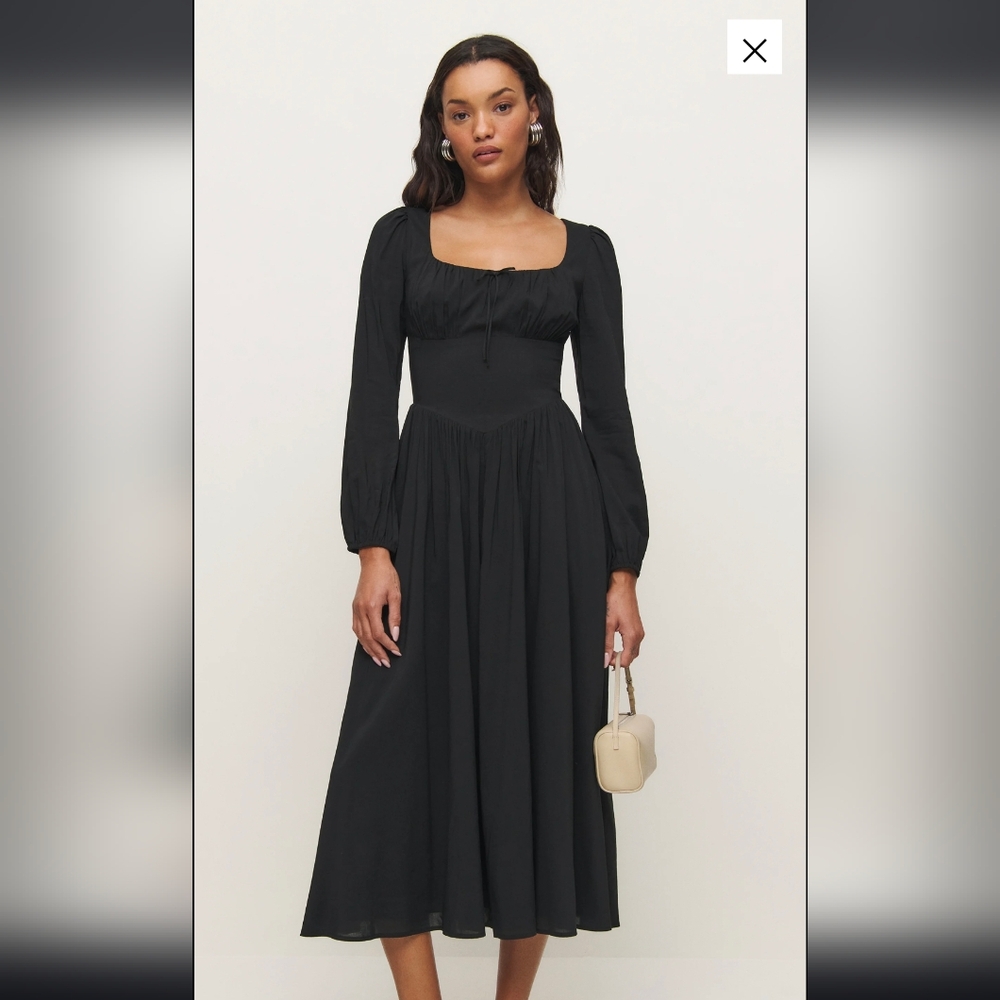 Reformation Black Long Sleeve Dress